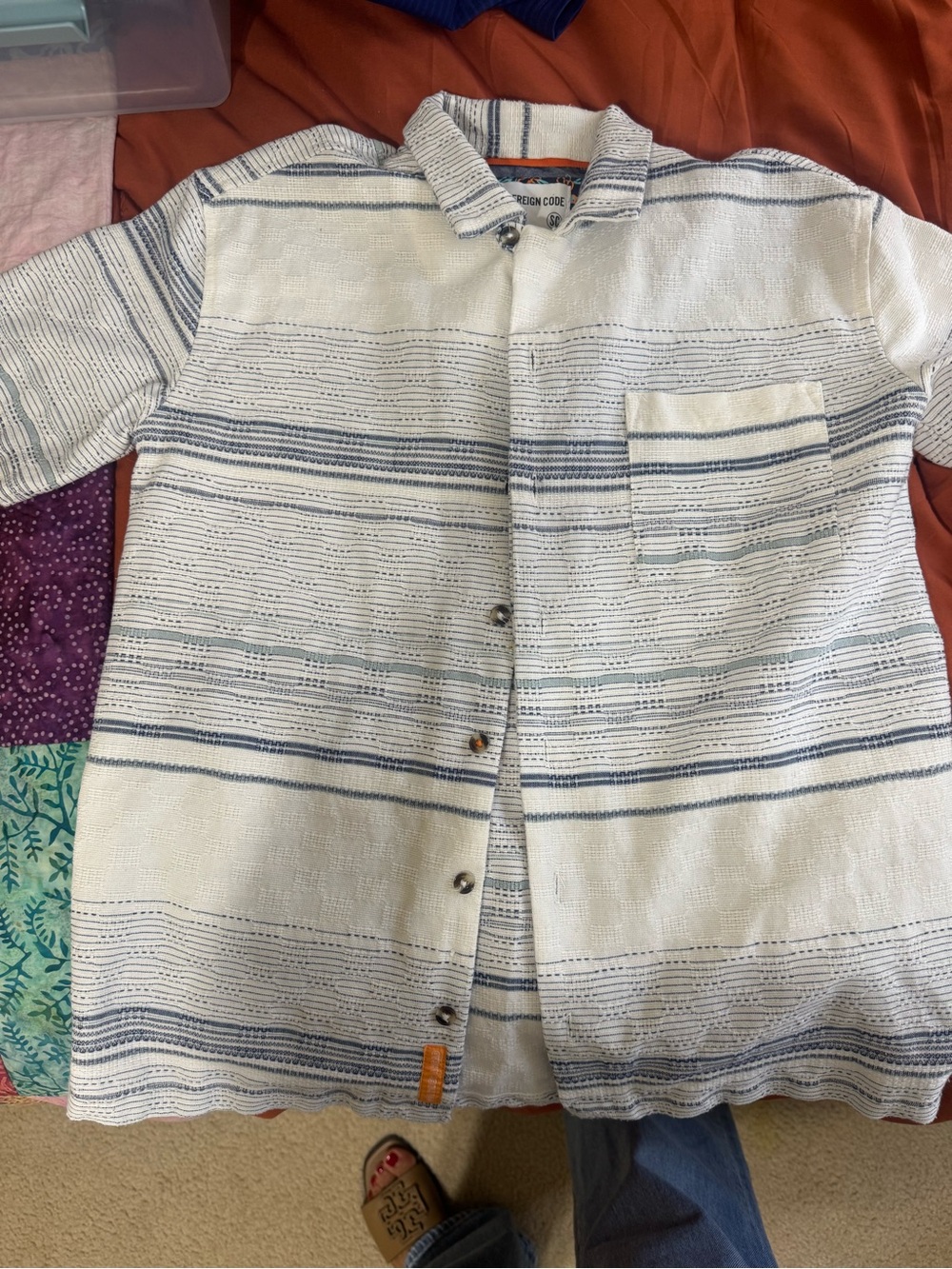 Sovereign Code White Shirt with Navy Stripe Detail